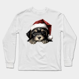 Christmas Peeking Puppy Long Sleeve T-Shirt